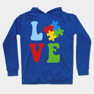 Love written with puzzle piece for autism awareness Hoodie